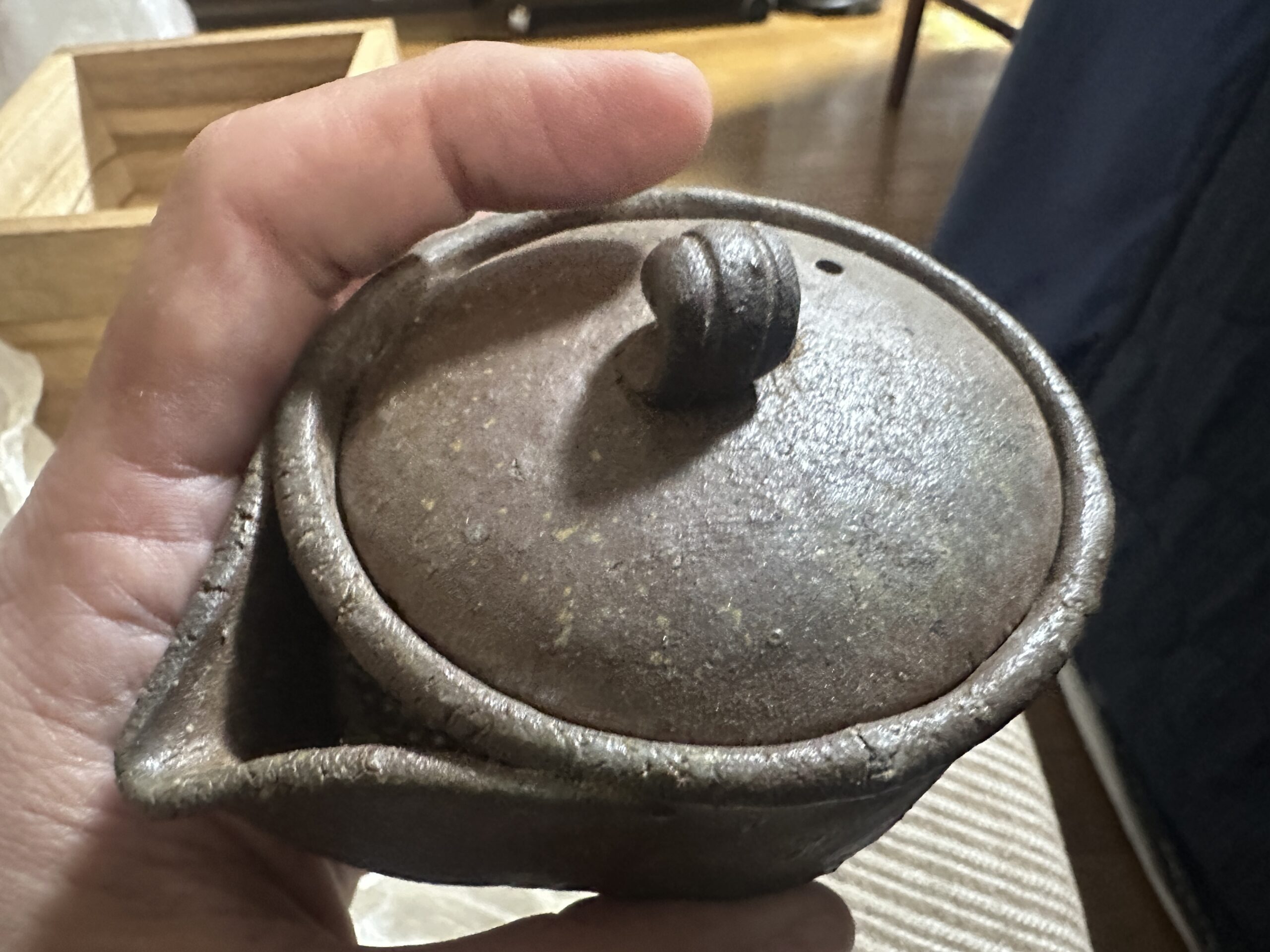 備前焼の急須 胡麻の景色が美しい煎茶器