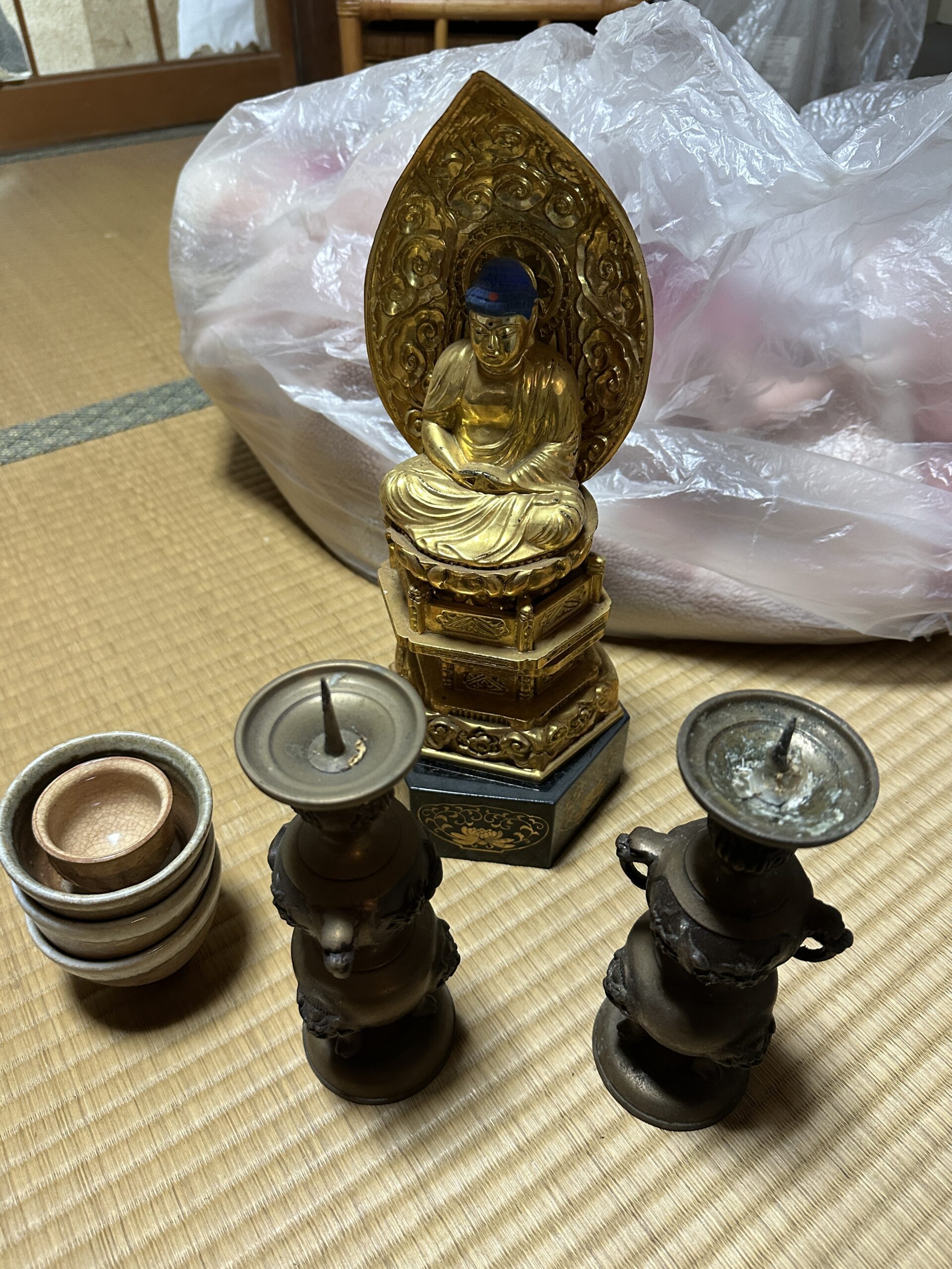 岡山県浅口市のお客様より、備前焼の煎茶道具一式と神棚のお品を